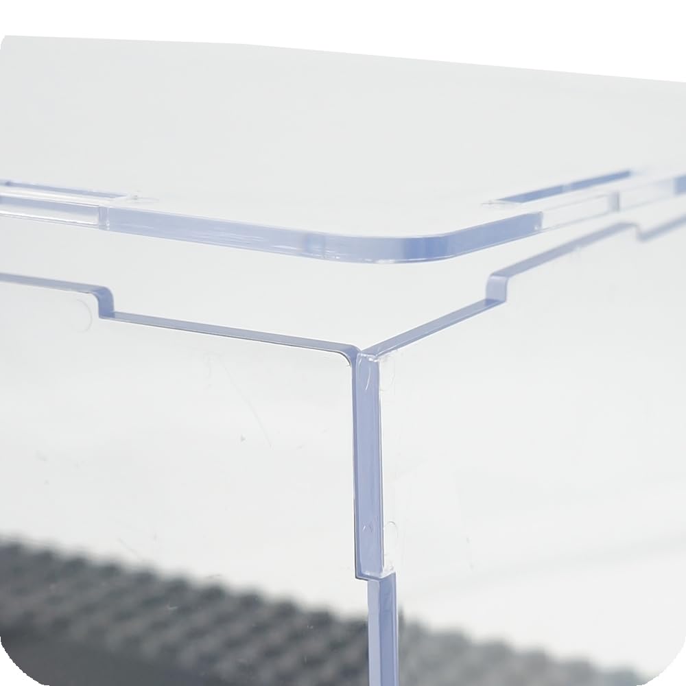 X XIN·SHI minifigure display case closeup reveals crystal-clear acrylic and smooth edges