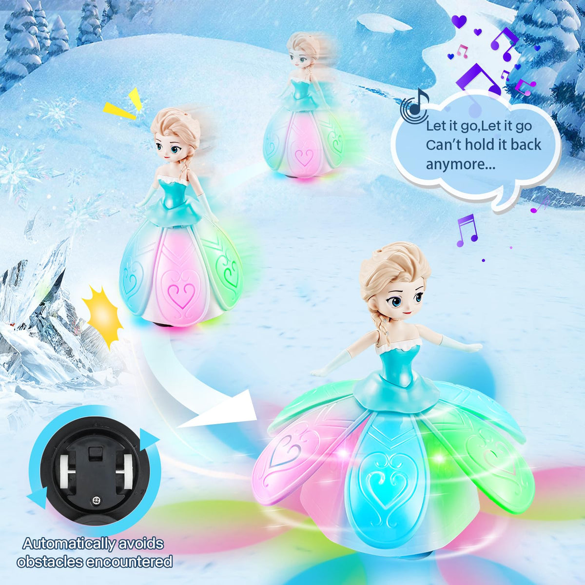XXMANX Ice Princess performing a 360° spin with vibrant lights