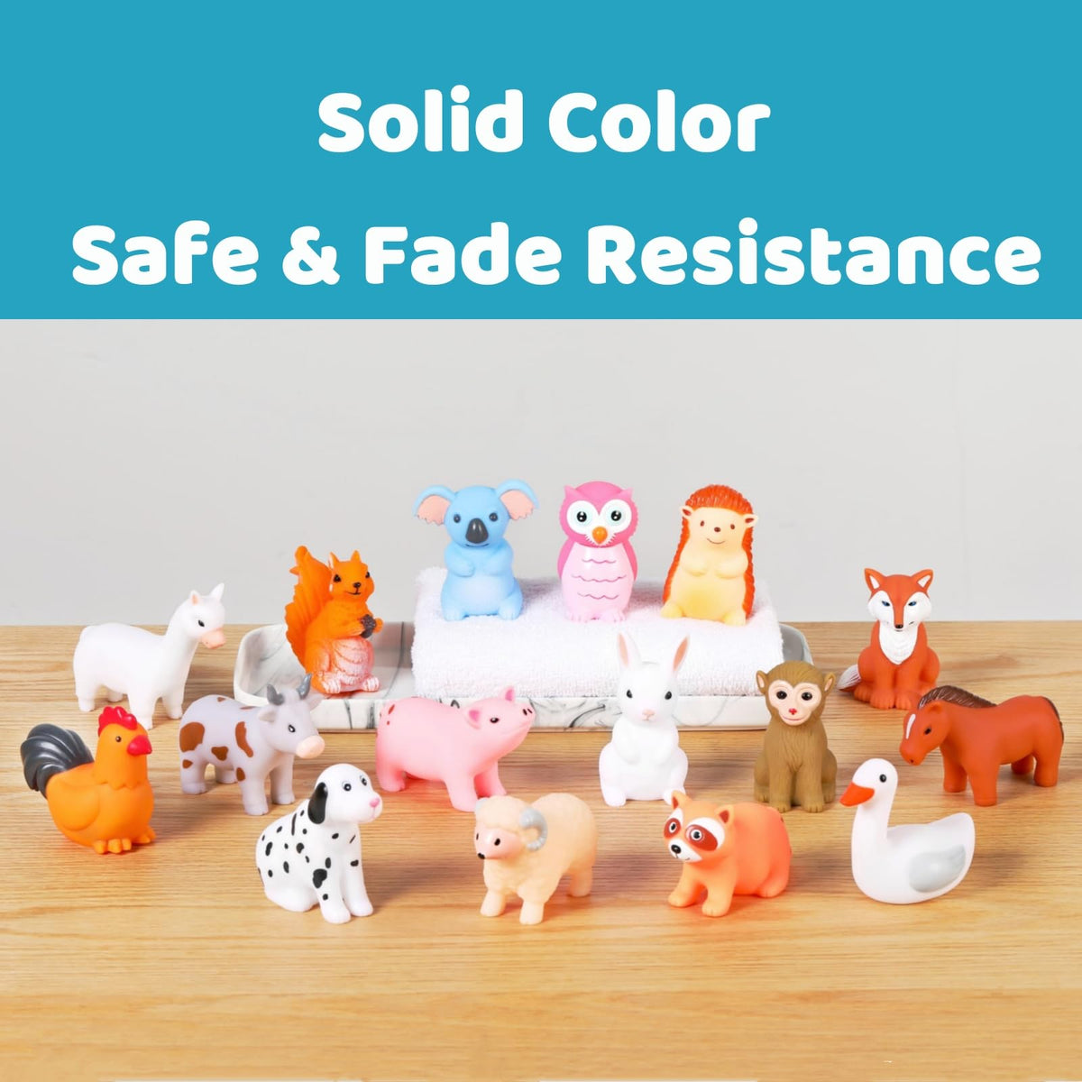 XY-WQ colorful animal bath toys C2, smooth handles for little hands.