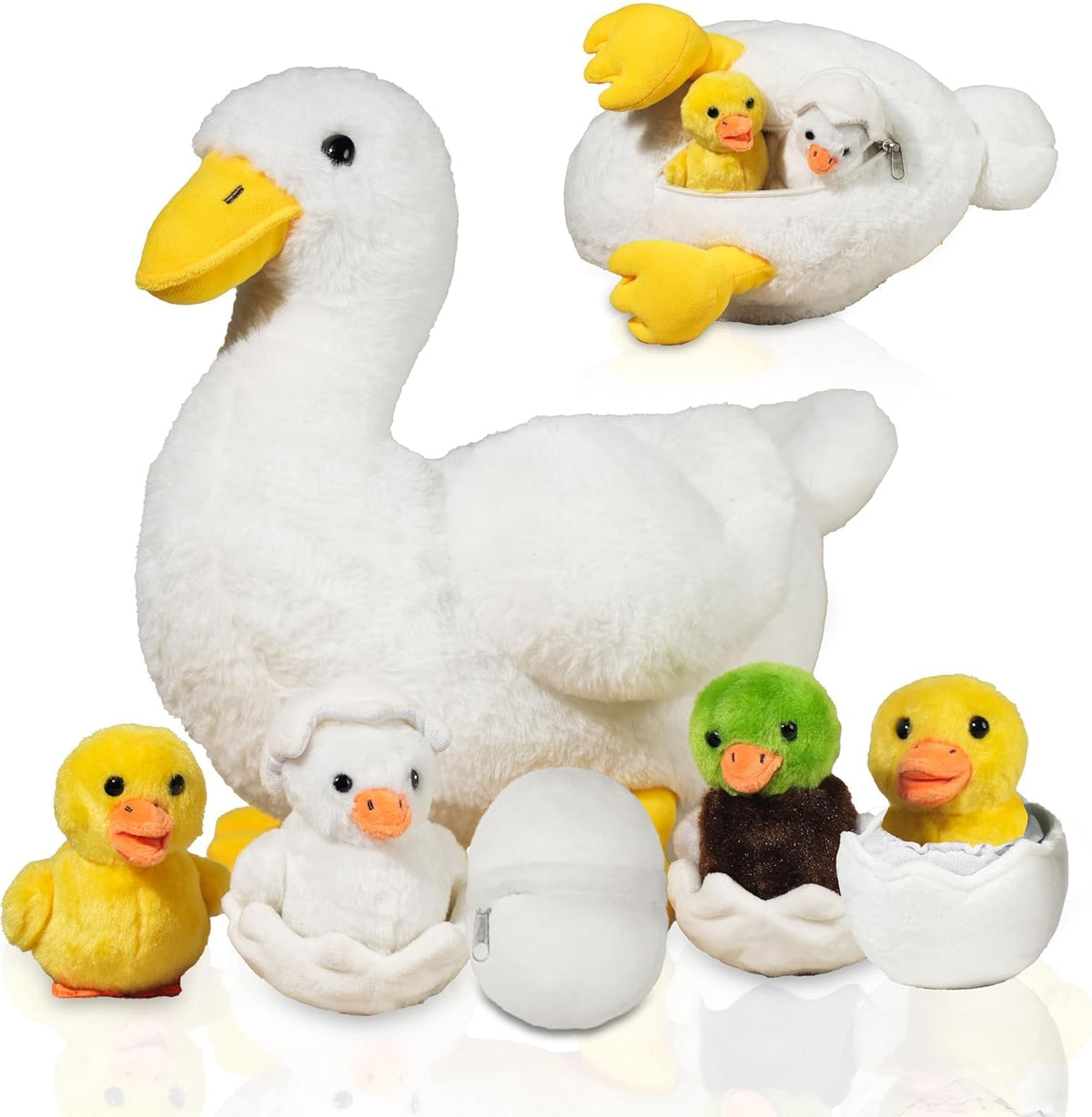 XYHQYB 7-in-1 duck stuffed animal, mommy duck, cozy cuddle partner