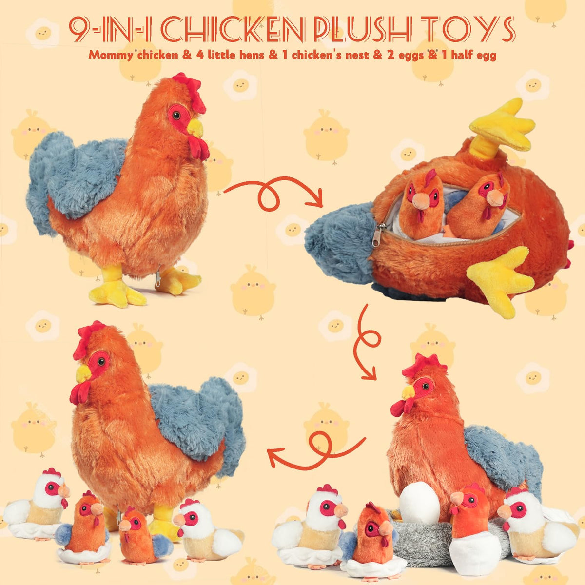 XYHQYB chicken coop plush scene offering a cozy farm play backdrop