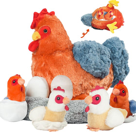 XYHQYB 9-in-1 hen plush face close-up for comforting hugs and playful storytelling