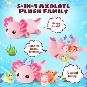 XYHQYB axolotl-plush-babies-inside-colorful close-up highlights soft texture.