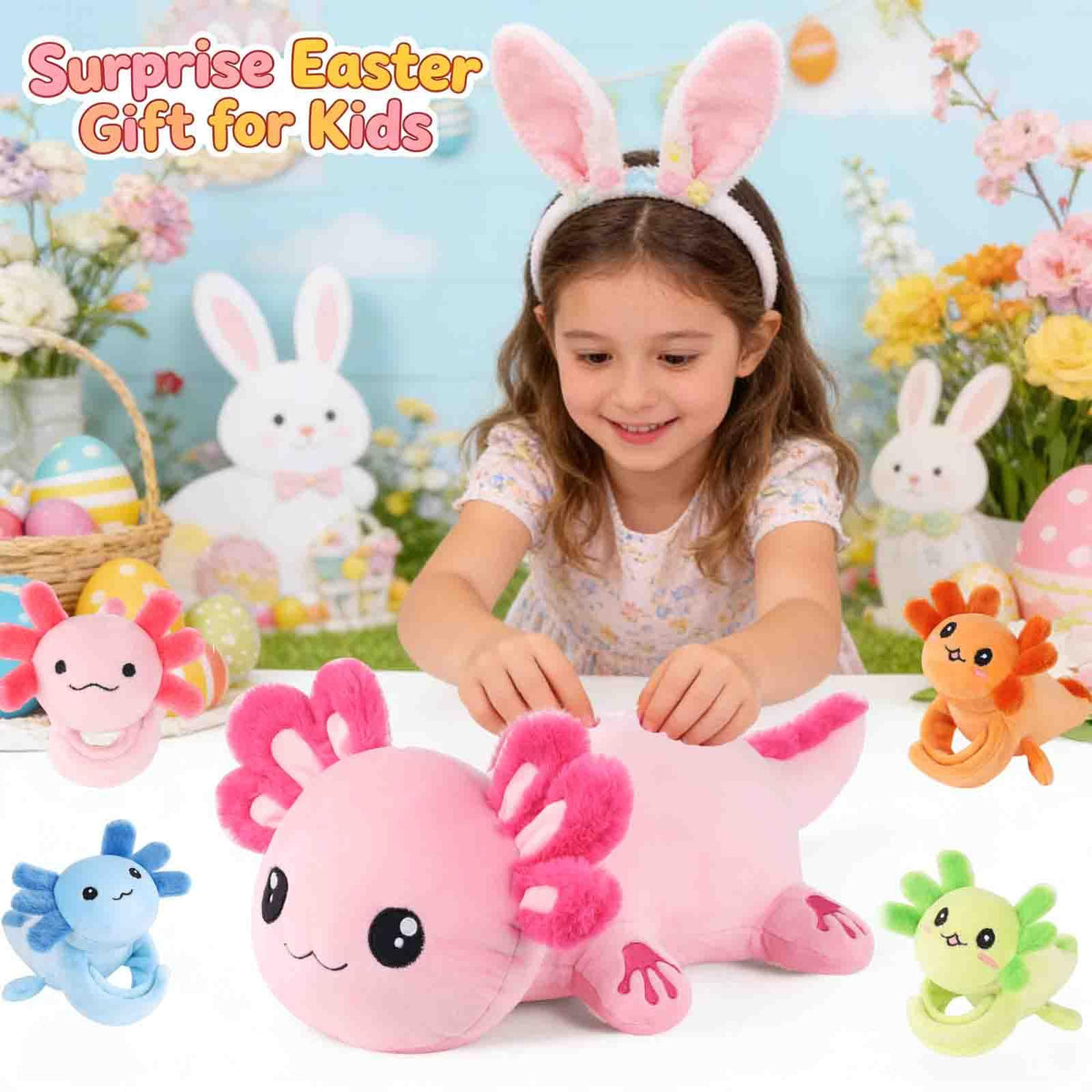 XYHQYB axolotl-plush-babies-slap-bracelets portable, wearable play for kids.