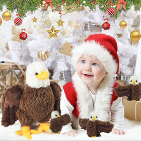 XYHQYB baby bald eagle plush fits inside the zippered pouch for travel play.
