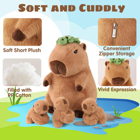 XYHQYB capybara back zipper design—keeps baby plushies organized for travel and storage.