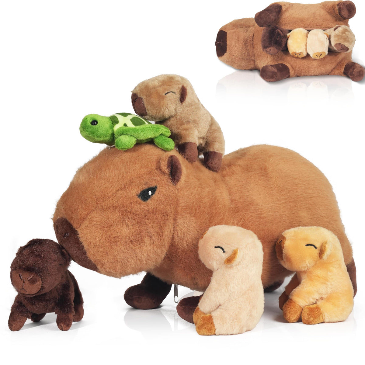 XYHQYB capybara mommy plush with babies offers soft, comforting hugs.
