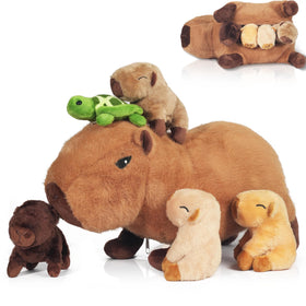 XYHQYB capybara mommy plush with babies offers soft, comforting hugs.