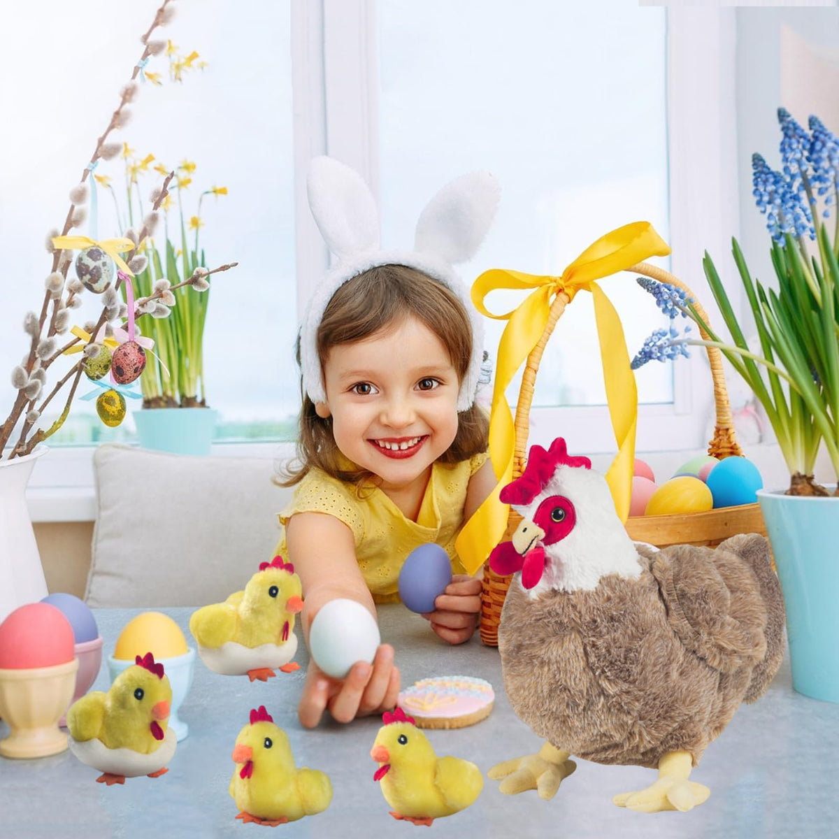 XYHQYB Easter decor chicken plush set for celebrations