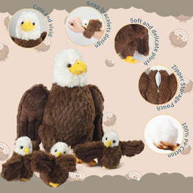 XYHQYB eagle plush close-up shows soft fabric and feather-like texture.