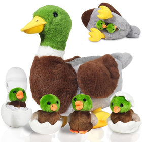 XYHQYB mallard duck plush, 12-inch mommy with babies, perfect bedtime companion.