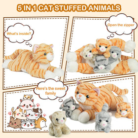 XYHQYB mama cat with kittens inside shows soft, cuddly plush quality