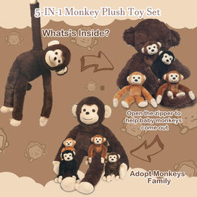 XYHQYB monkey plush with hidden babies back zip reveals a surprise during play