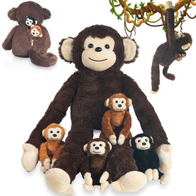 XYHQYB mother monkey plush with four babies offers cozy cuddles for kids