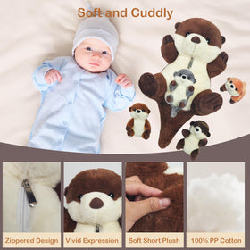 XYHQYB zipper-design otter plush highlights easy access to remove or insert babies.