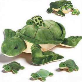 XYHQYB sea turtle mommy plush with babies inside, unzip belly for imaginative play.