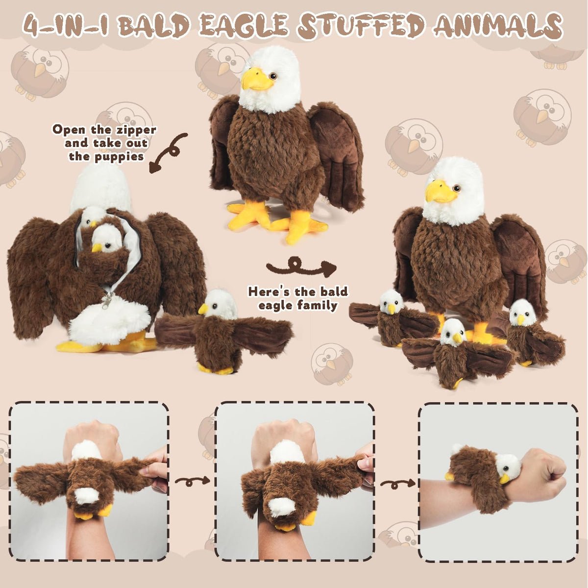 XYHQYB slap-bracelet baby eagles add wearable fun and wrist decor.