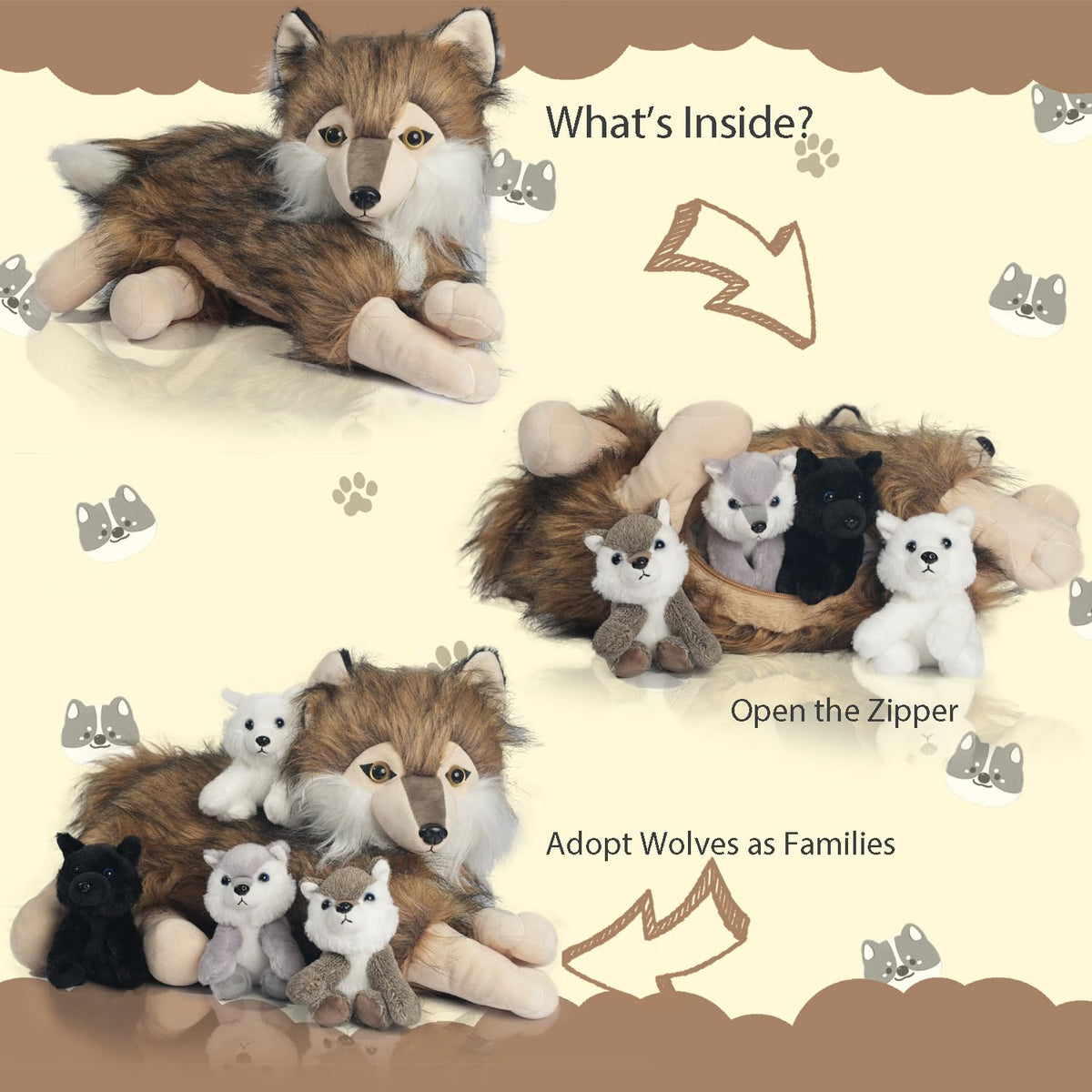 XYHQYB 5-inch wolf cub plush for gentle hugs and playtime.