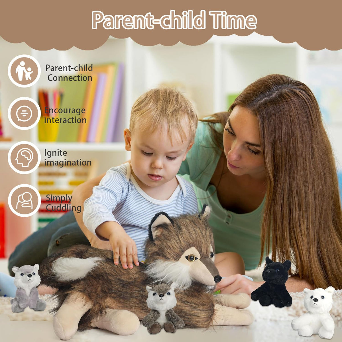 XYHQYB hidden-cubs tummy feature adds playful discovery and pretend birth.