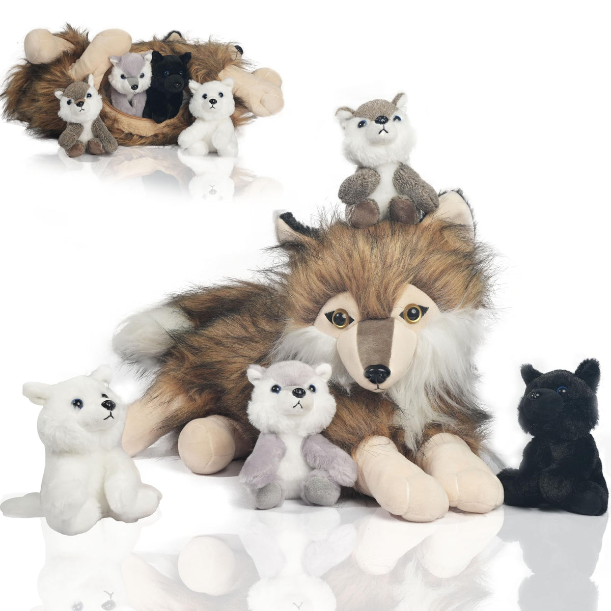 XYHQYB 16-inch mother wolf plush for cozy cuddles and imaginative play.