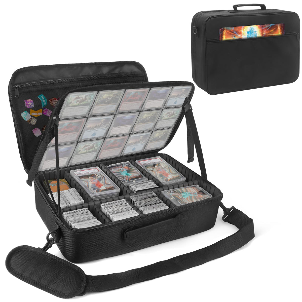 Xykzra card deck storage top pockets keep prized cards organized for display