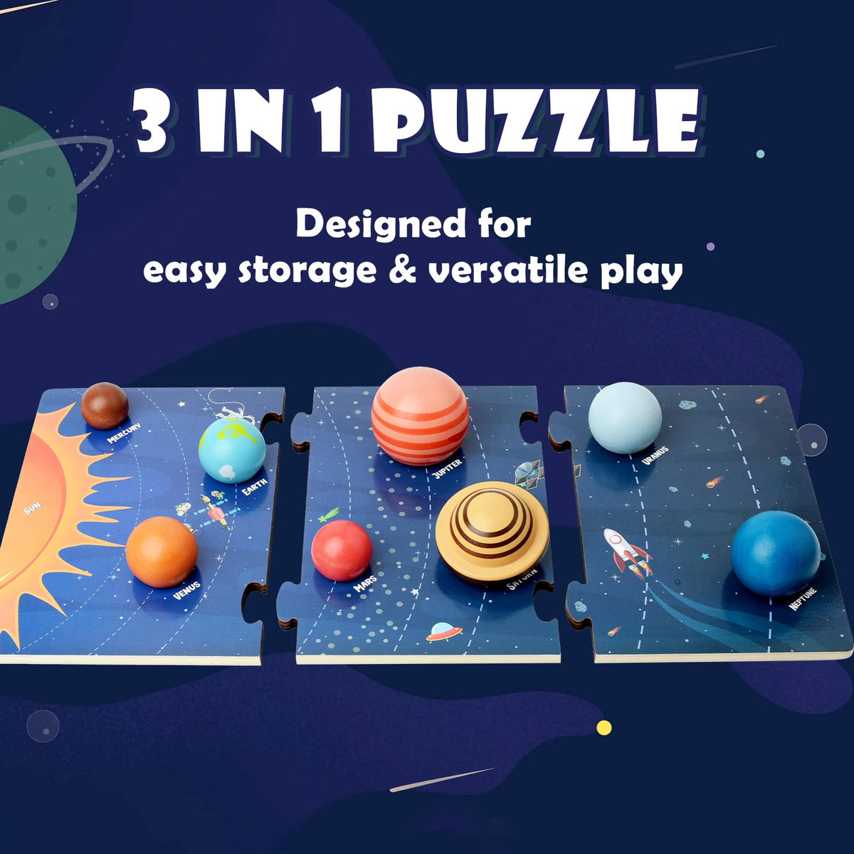 Xylolin wooden solar system board puzzle-assembly image invites kids to complete the cosmic scene.