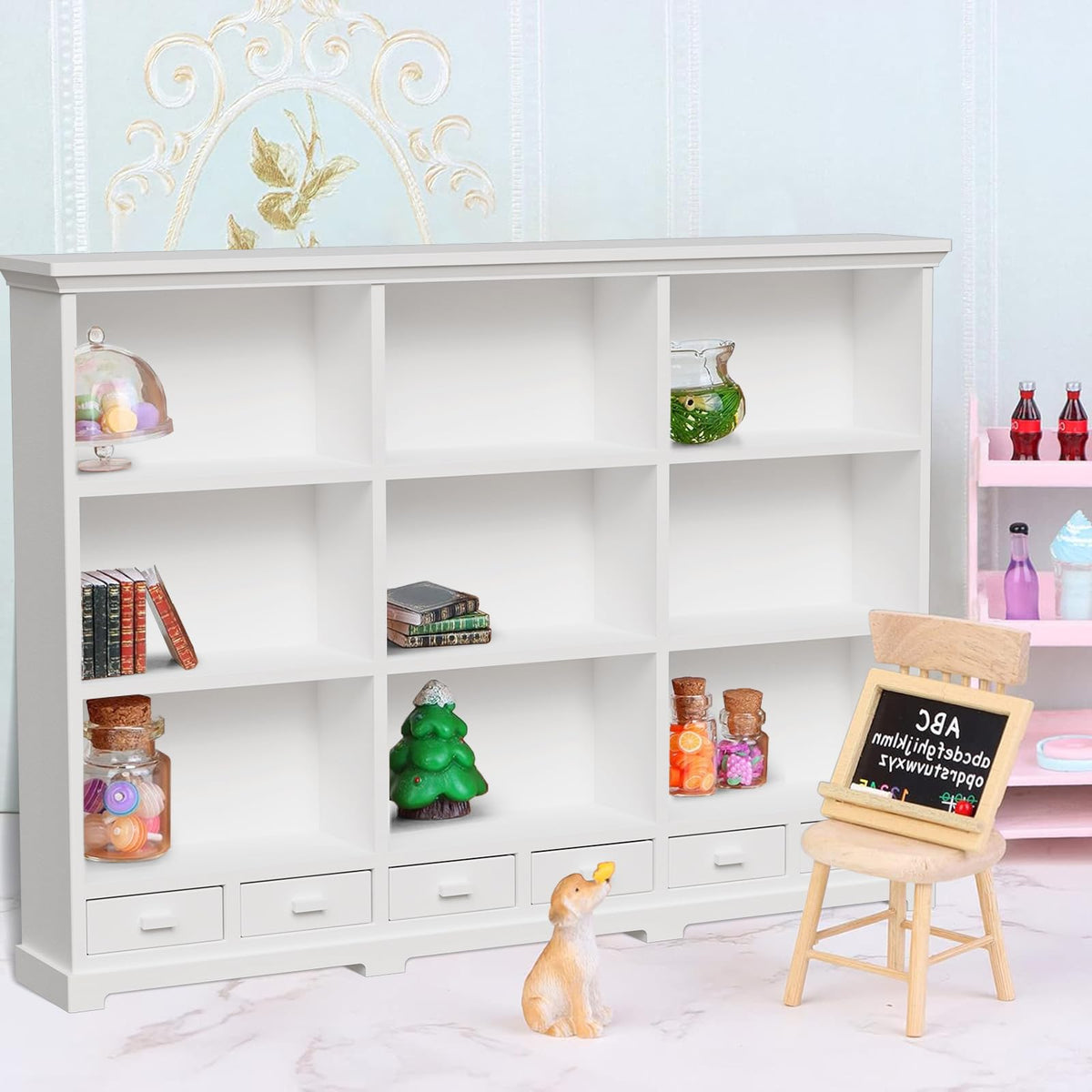 Xymtoy 1:12 study setting showing versatile placement in a cozy room.