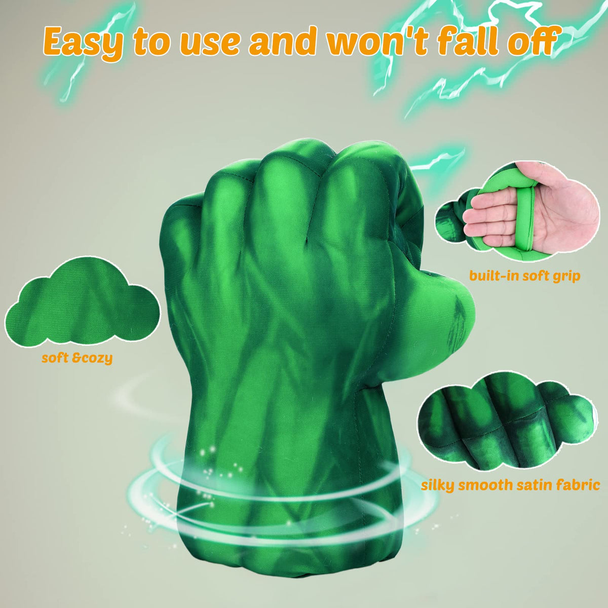 XYMTOY Superhero gloves green child holding for role play