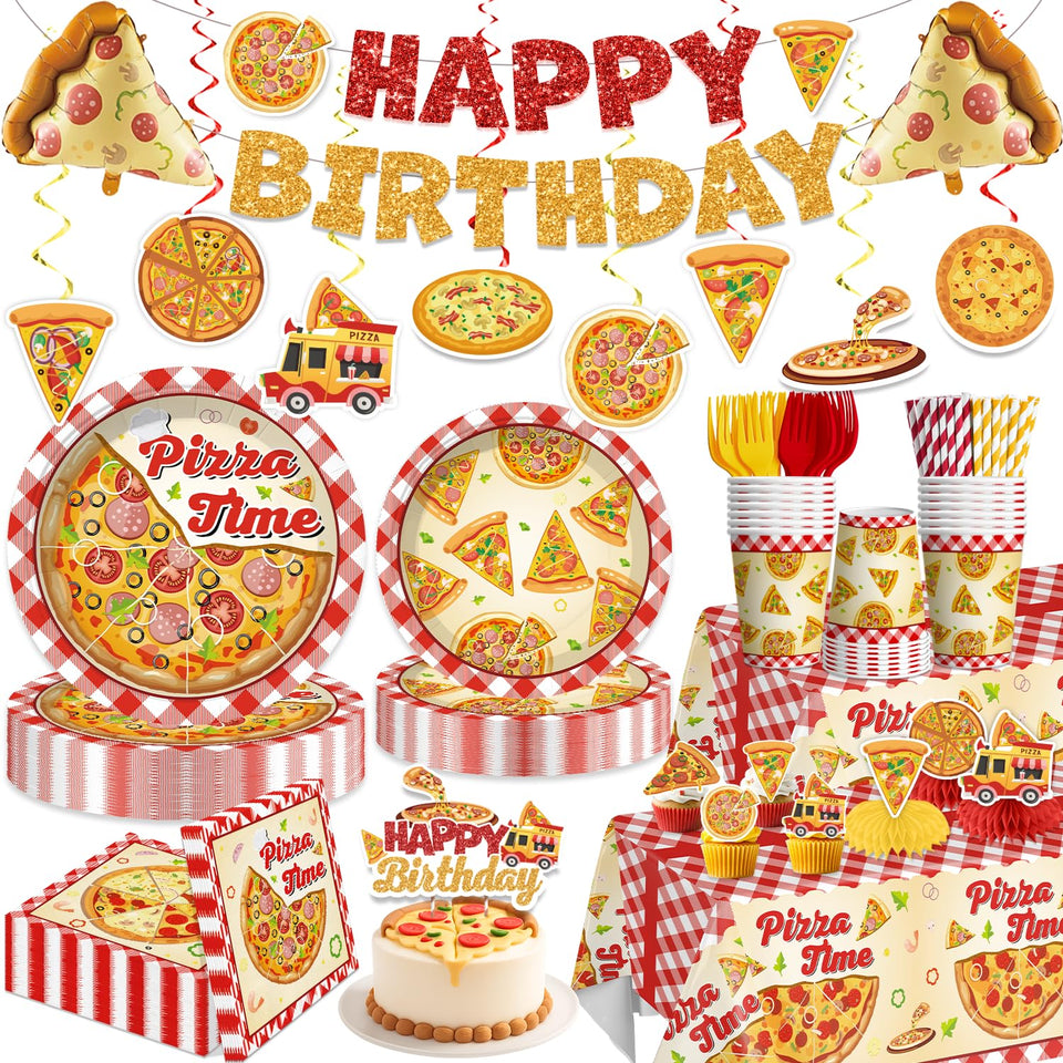 Xynic pizza party decorations kit box front ready for quick setup