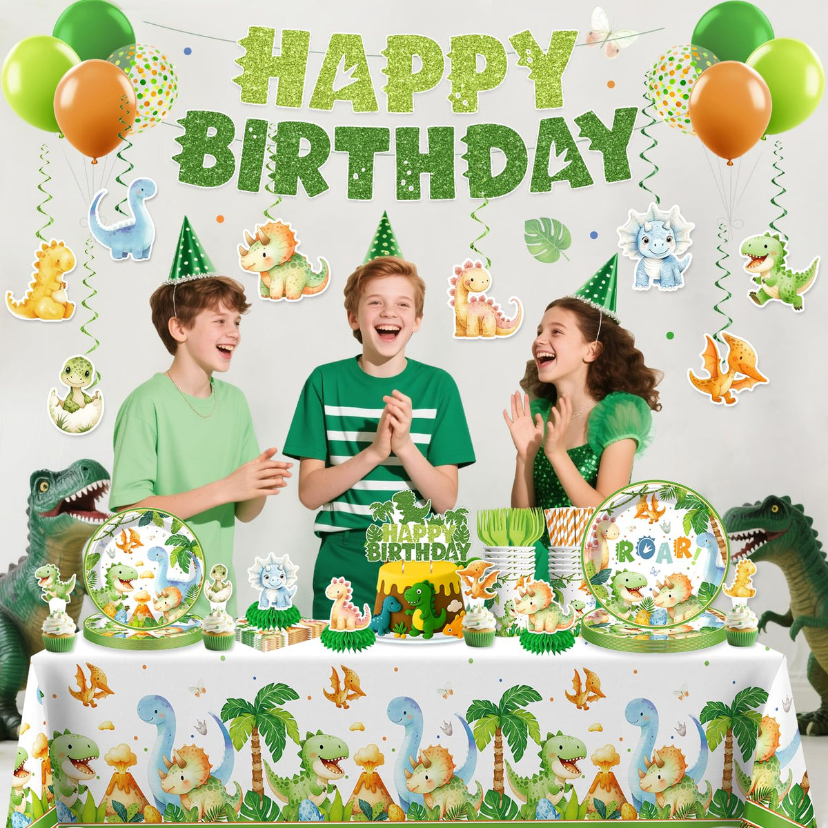 Xynic 201Pcs dinosaur cake topper as the party focal point