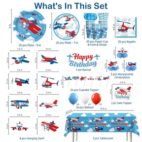 Xynic airplane table cloth ties the flight theme to the table