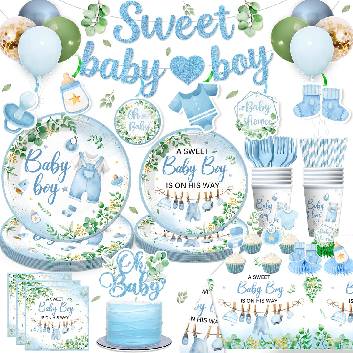 Xynic baby shower 7-inch plates offer sturdy serving for snacks.