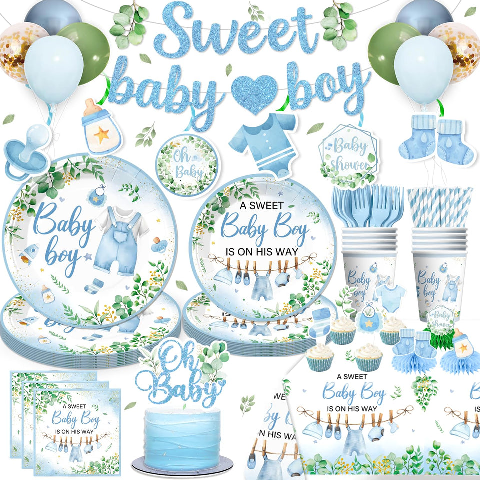 Xynic baby shower 7-inch plates offer sturdy serving for snacks.