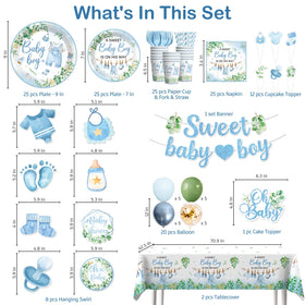 Xynic baby shower 9-inch plates with sweet baby boy design.