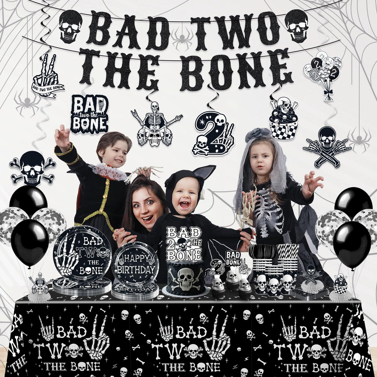 Xynic Bad Two the Bone tablecloths protect surfaces indoors or outdoors