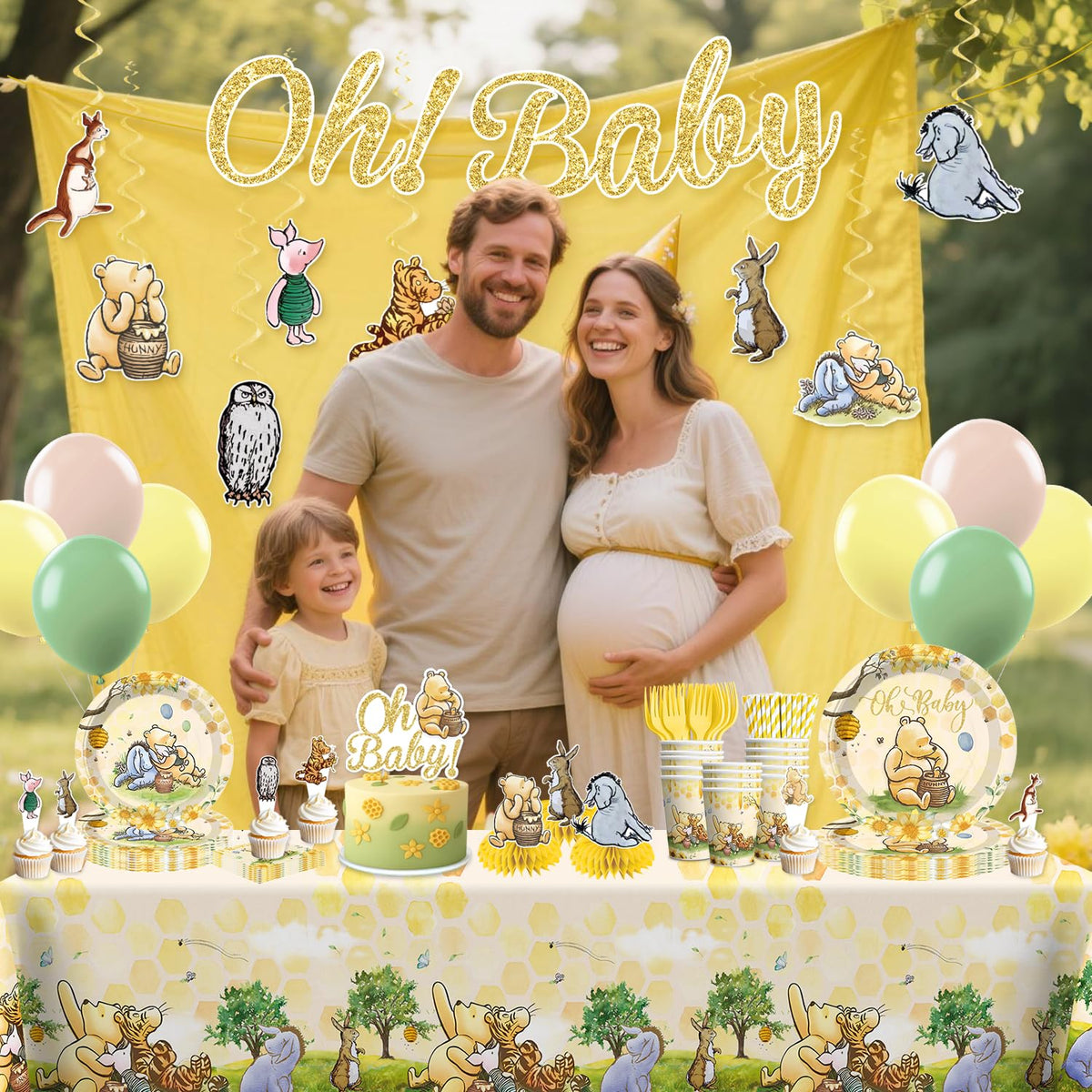 Xynic bear balloons and tablecloths elevate the party mood