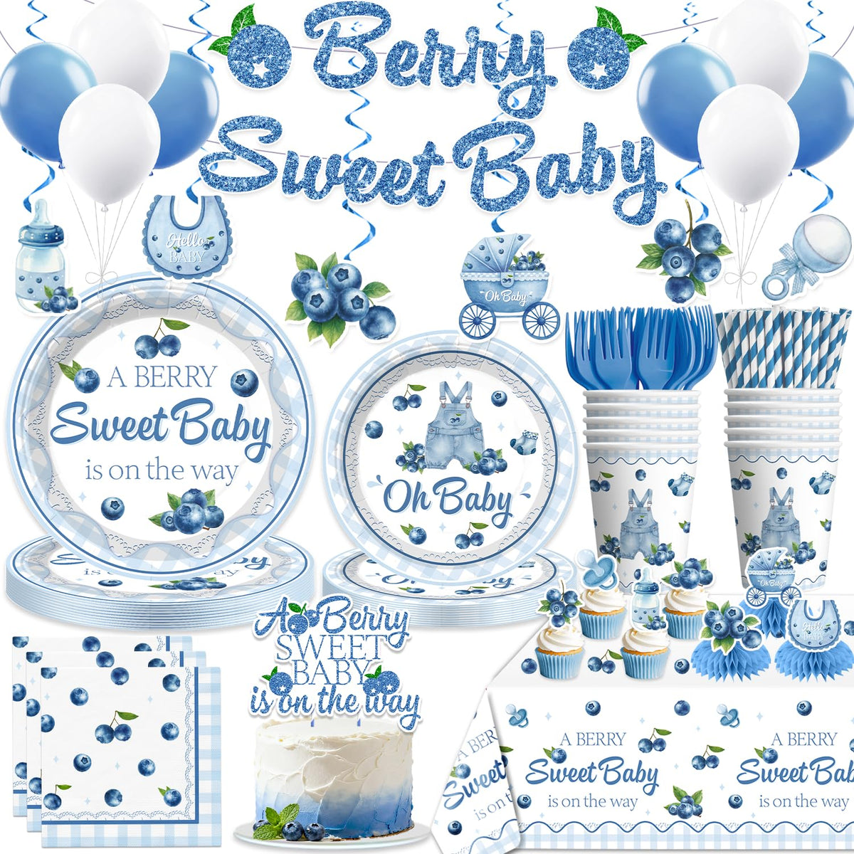 Xynic blueberry baby shower banner enhances the party entrance with festive flair