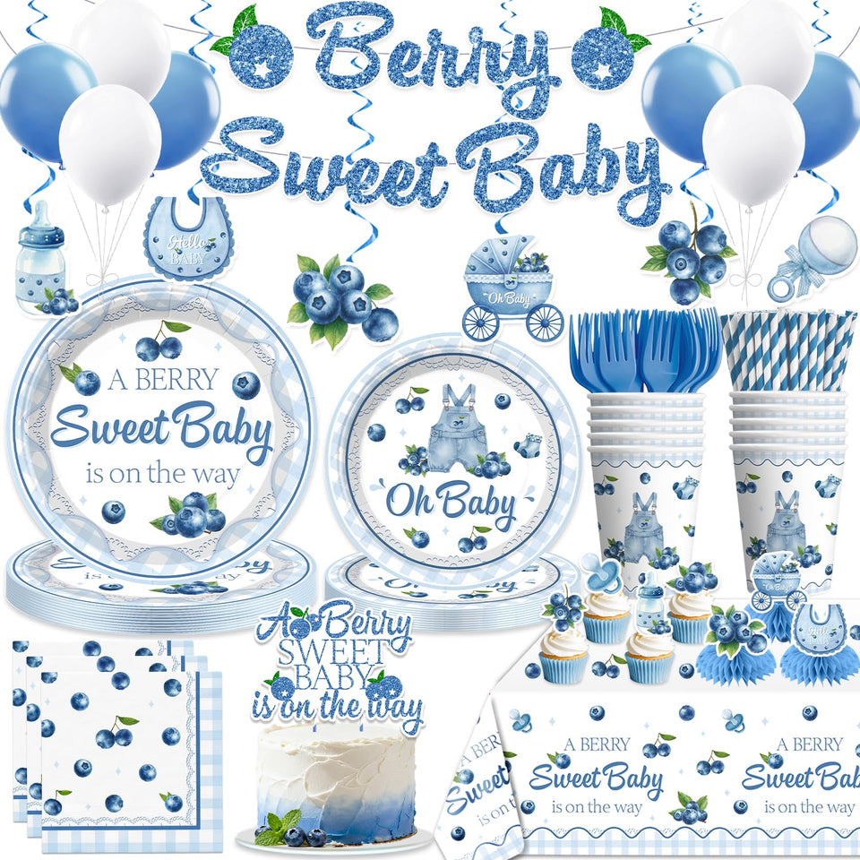 Xynic blueberry baby shower banner enhances the party entrance with festive flair