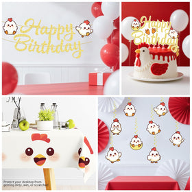 Xynic chicken tablecloths protect surfaces during parties