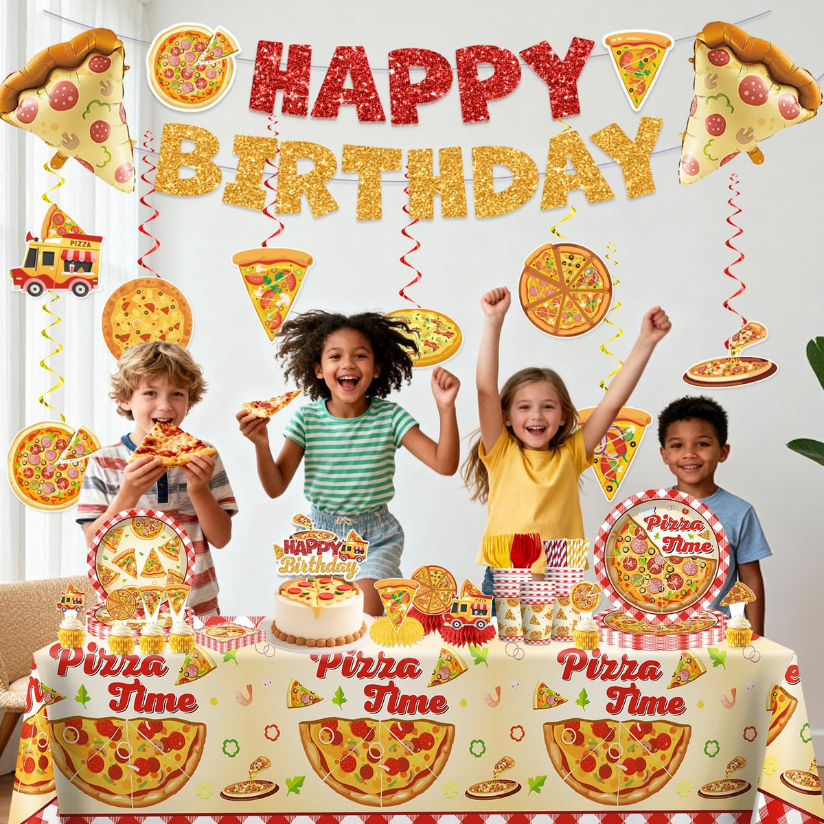 Xynic foil pizza balloons for playful accents