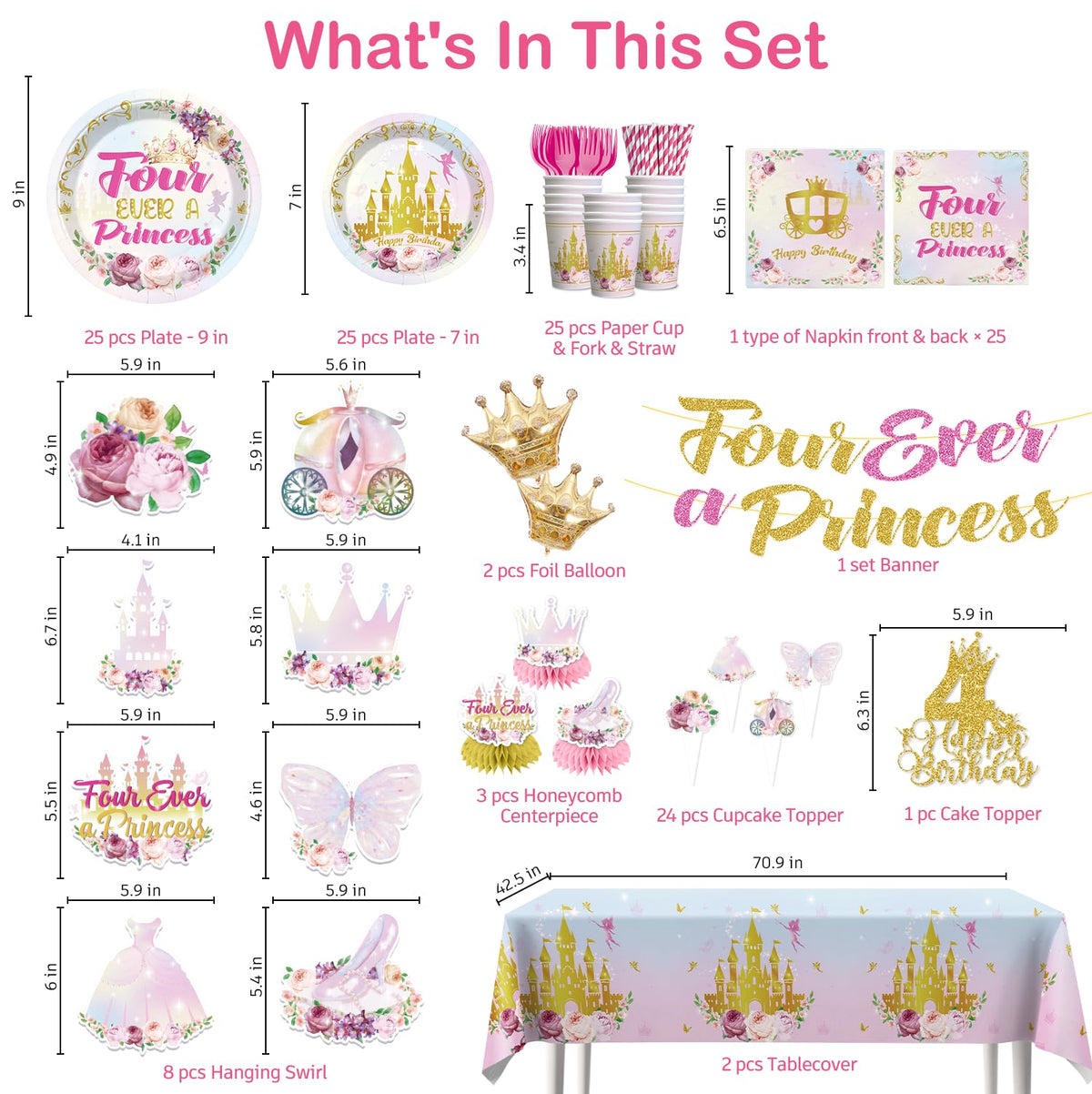 Xynic Four Ever Princess cake topper enhances cake presentation and creates keepsake memories.