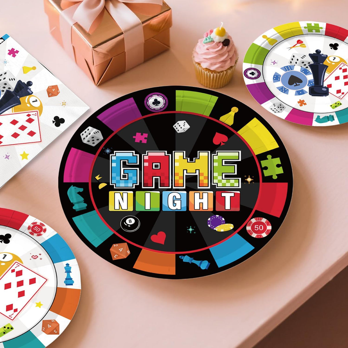 Xynic Game Night cups pair with drinks for cheerful gatherings.