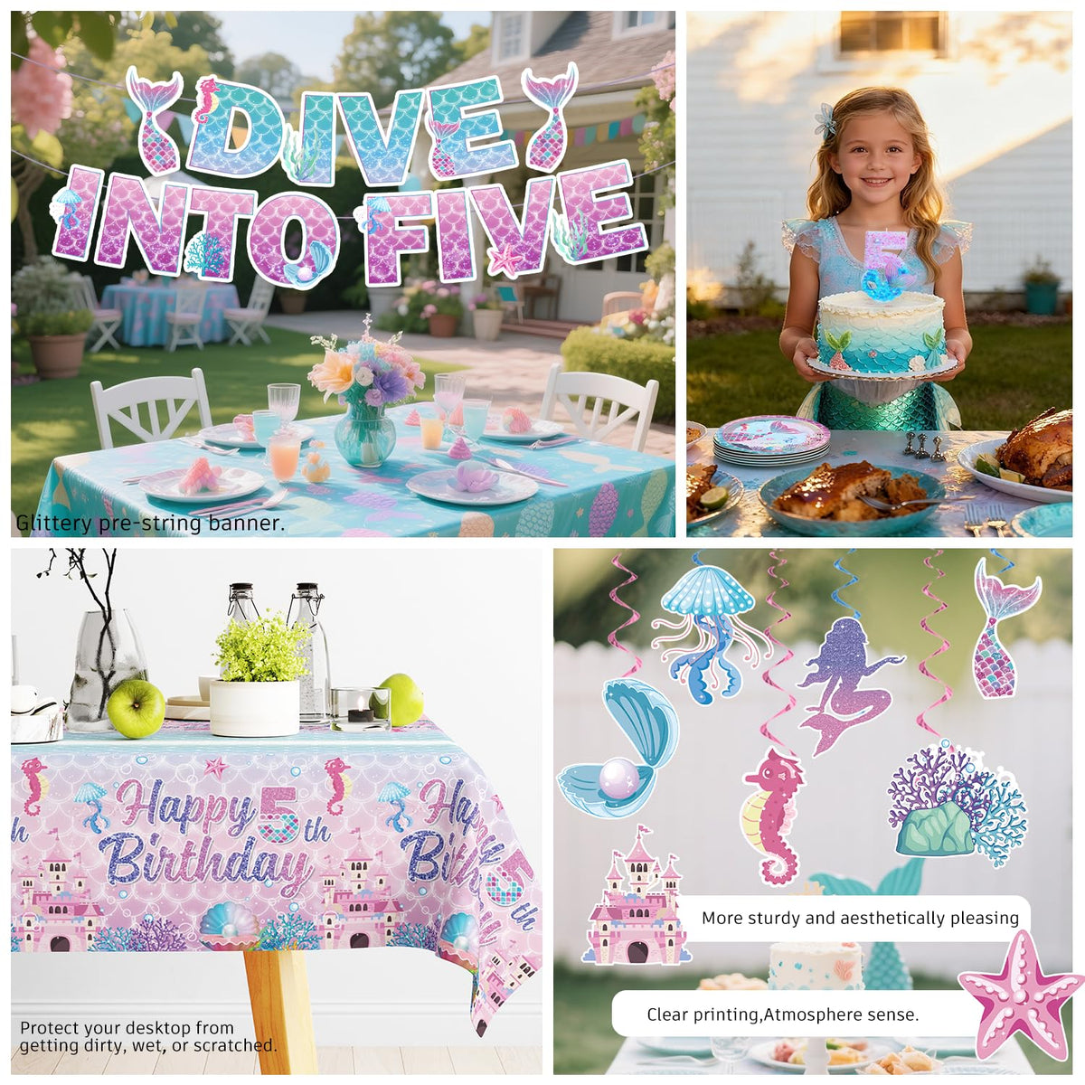 Xynic Mermaid centerpiece anchors the party decor with sparkle.