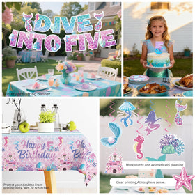 Xynic Mermaid centerpiece anchors the party decor with sparkle.