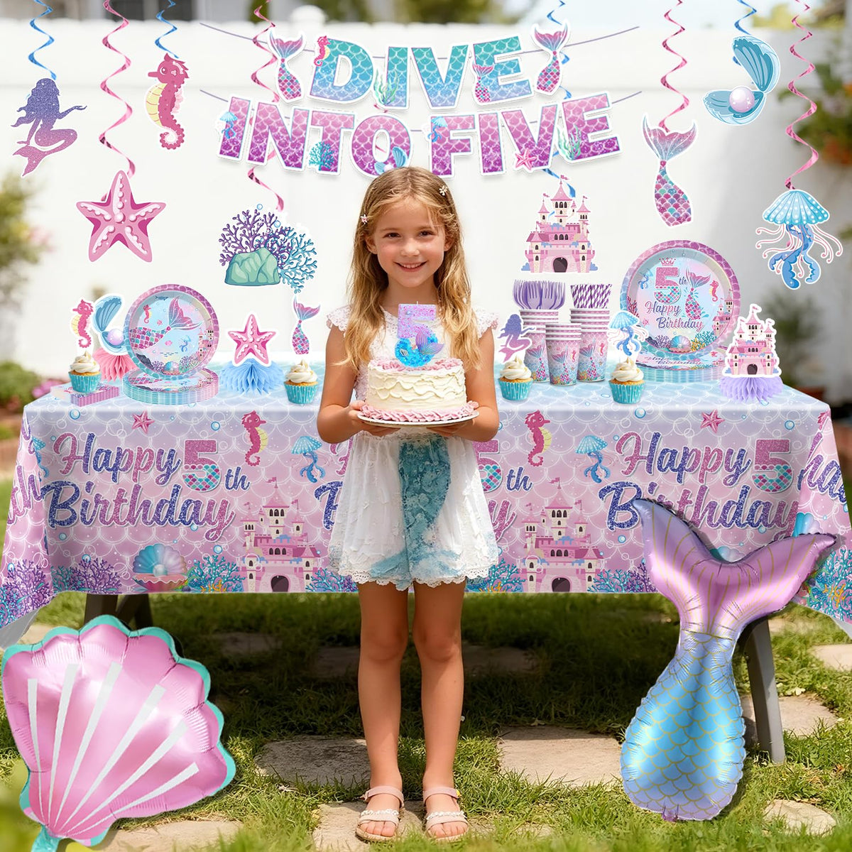 Xynic Mermaid hanging swirls decorate ceilings for playful movement.
