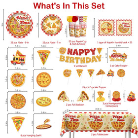 Xynic pizza theme cups and napkins set for cohesive tableware