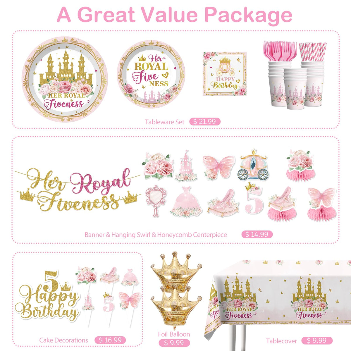 Xynic princess cake topper creates a memorable cake focal point.
