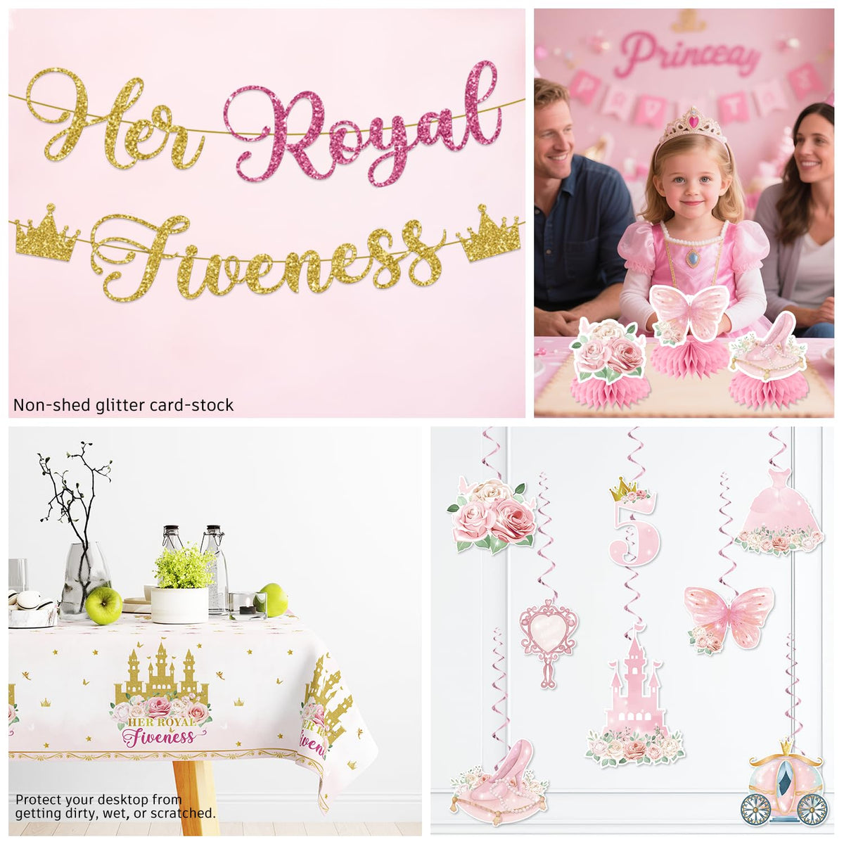 Xynic princess tablecloth keeps the party area clean.