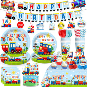 Xynic Train Birthday Banner enhances the party vibe with a playful train motif