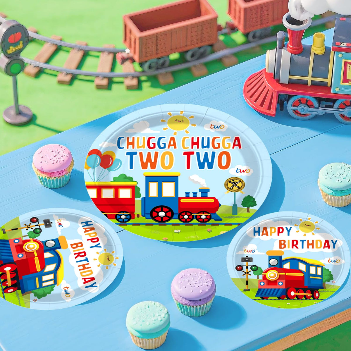 Xynic Train cake topper creates a festive centerpiece for photos